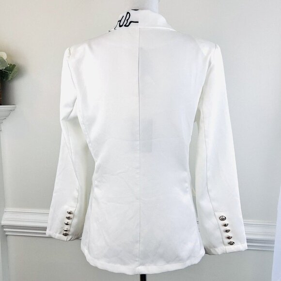 *New* Koandaily Black & White Faces Art Deco Wearable Art Blazer Jacket Sz Small - Picture 6 of 11